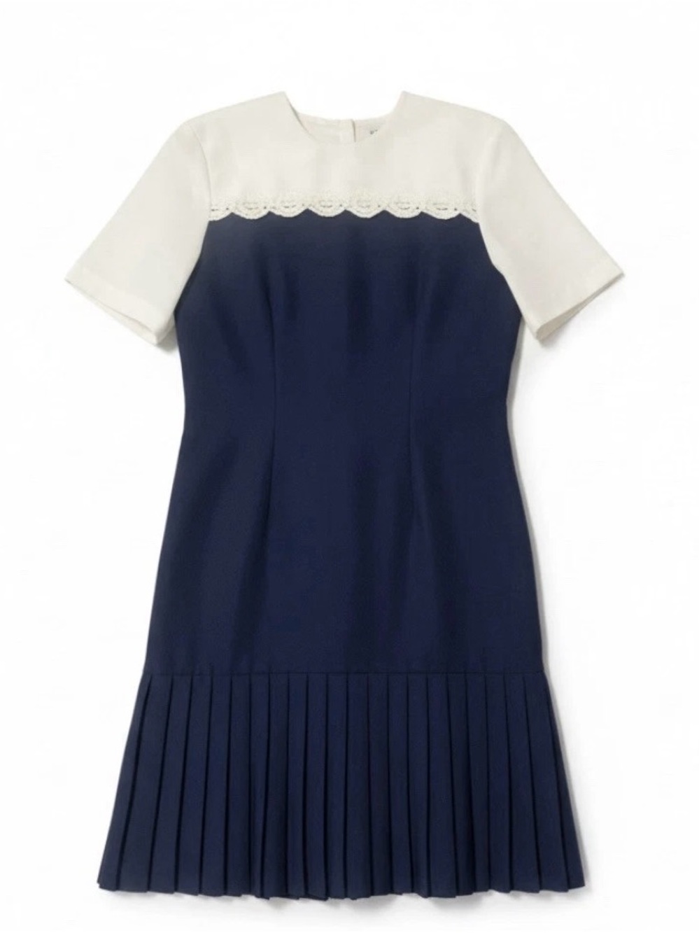 Vintage 80’s Leni Leni Dress Nautical Pleated Sailor Midi Modest Career Office L